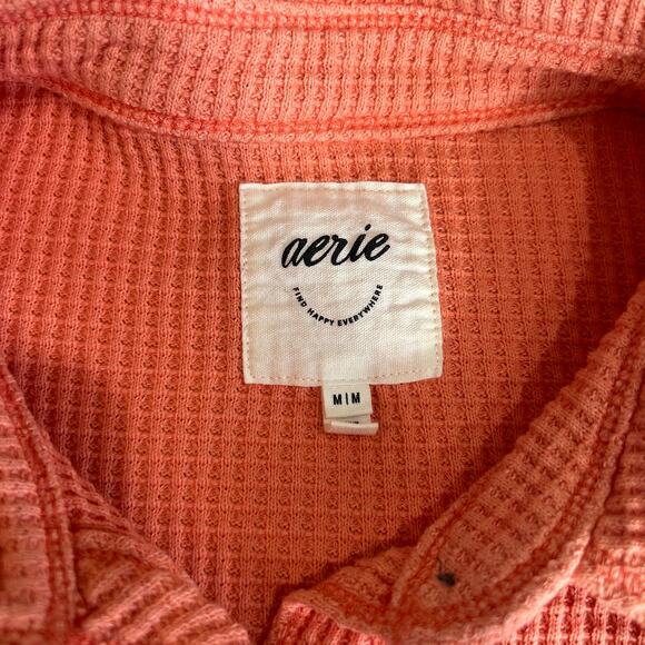Arie Lumber Janes Waffle Knit Shirt Shacket Women's Size Medium Peach Button Up - Picture 2 of 9